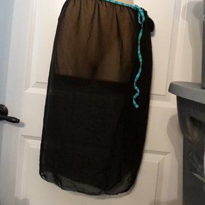 Sun Casuals Black Sheer Swim Sarong Wrap/Cover